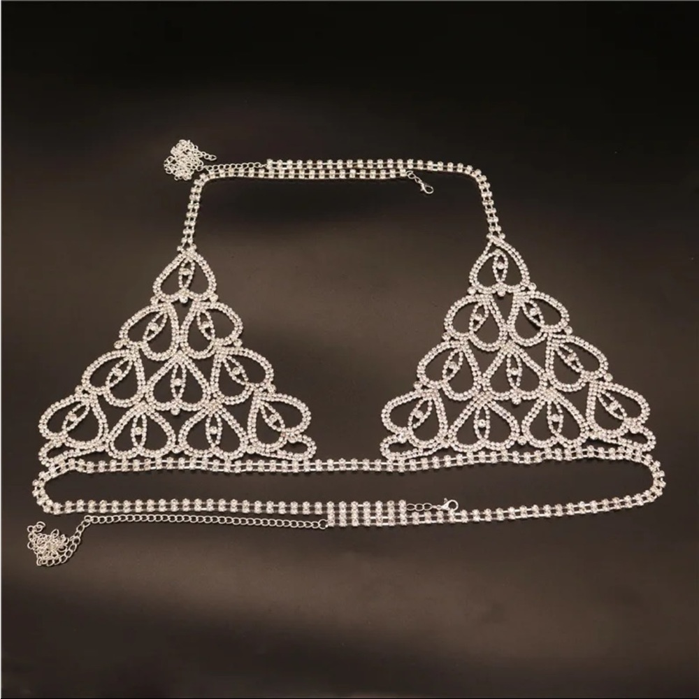 (Last 1) Boho Rhinestone body bra and thong body jewelry - Picture 4 of 10